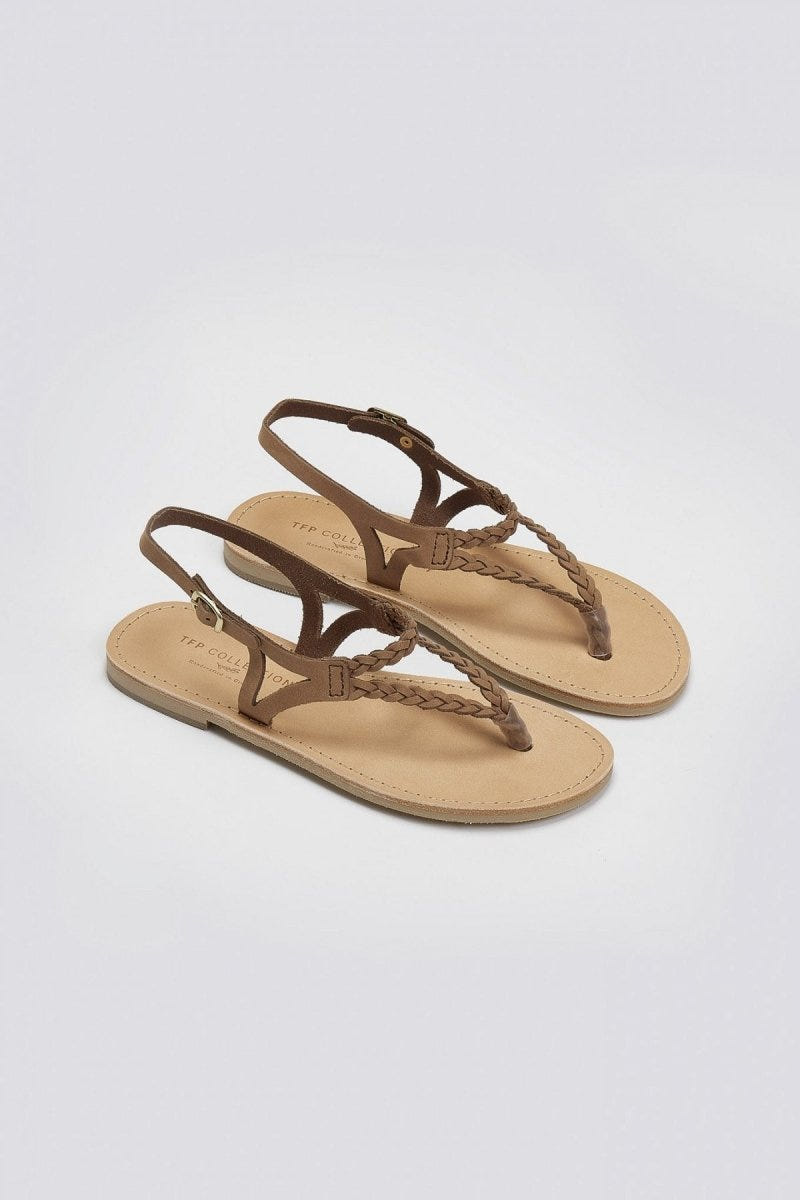 Σανδάλια suede με κοτσιδάκια Tfp - Καφέ - thefashionproject.gr - TFP