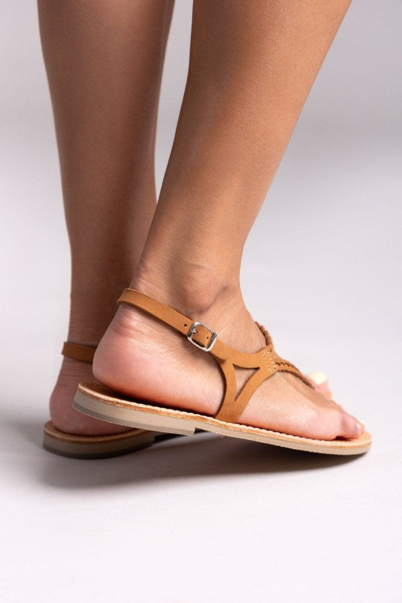 Σανδάλια suede με κοτσιδάκια Tfp - Μπεζ - thefashionproject.gr - TFP