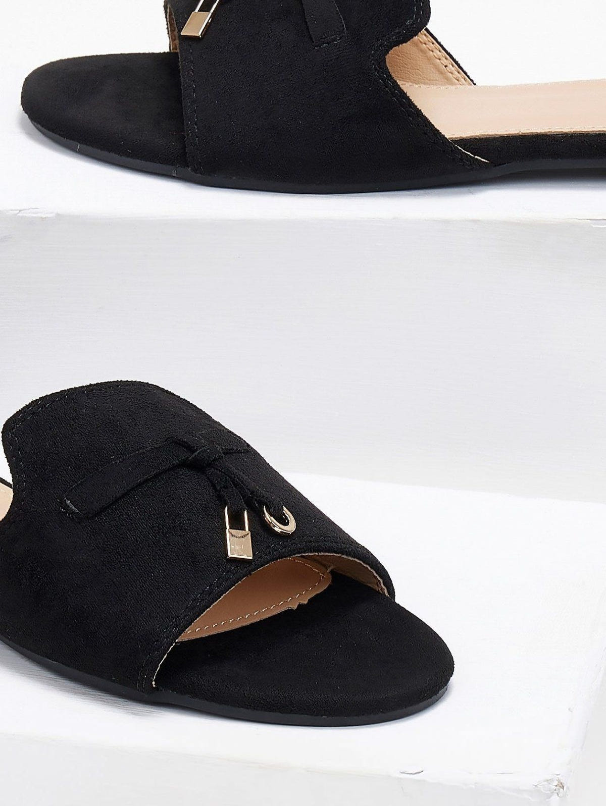 Σανδάλια suede με μεταλλικά charms ERYNN - Μαύρο - thefashionproject.gr - ERYNN