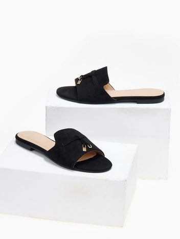 Σανδάλια suede με μεταλλικά charms ERYNN - Μαύρο - thefashionproject.gr - ERYNN