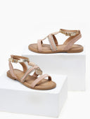 Σανδάλια suede με μεταλλικά στοιχεία και glitter ERYNN - Ροζ - thefashionproject.gr - ERYNN