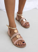 Σανδάλια suede με μεταλλικά στοιχεία και glitter ERYNN - Ροζ - thefashionproject.gr - ERYNN