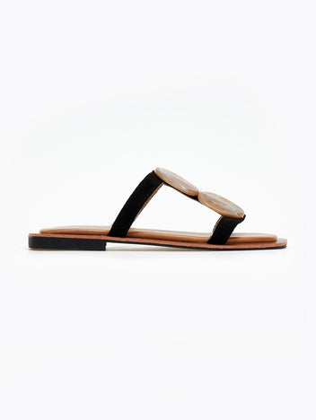 Σανδάλια suede με πέτρες - Μαύρο - thefashionproject.gr - ERYNN