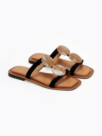Σανδάλια suede με πέτρες - Μαύρο - thefashionproject.gr - ERYNN
