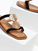 Σανδάλια suede με πέτρες - Μαύρο - thefashionproject.gr - ERYNN