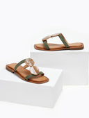 Σανδάλια suede με πέτρες - Χακί - thefashionproject.gr - ERYNN