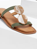 Σανδάλια suede με πέτρες - Χακί - thefashionproject.gr - ERYNN