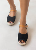 Σανδάλια suede με σχοινί στη σόλα - Μαύρο - thefashionproject.gr - Medies