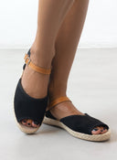 Σανδάλια suede με σχοινί στη σόλα - Μαύρο - thefashionproject.gr - Medies