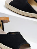 Σανδάλια suede με σχοινί στη σόλα - Μαύρο - thefashionproject.gr - Medies