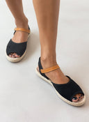 Σανδάλια suede με σχοινί στη σόλα - Μαύρο - thefashionproject.gr - Medies