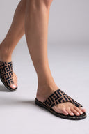 Σανδάλια υφασμάτινα με print Tfp - Καφέ - thefashionproject.gr - TFP