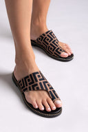 Σανδάλια υφασμάτινα με print Tfp - Καφέ - thefashionproject.gr - TFP