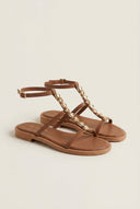 TFP - Sandals Ankle Strap Metal Detail - Brown Matte
