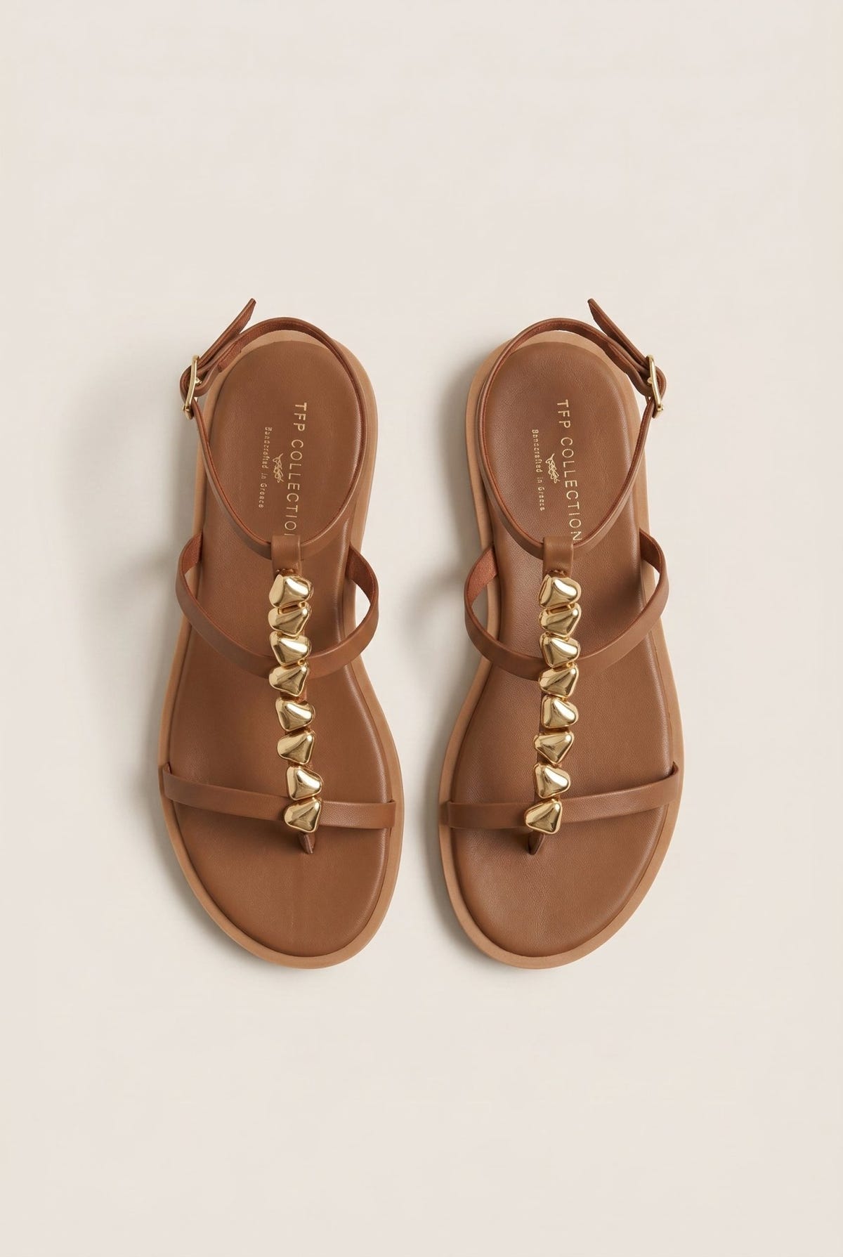 TFP - Sandals Ankle Strap Metal Detail - Brown Matte