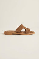 TFP - Sandals Cutout Strap Design - Beige Suede