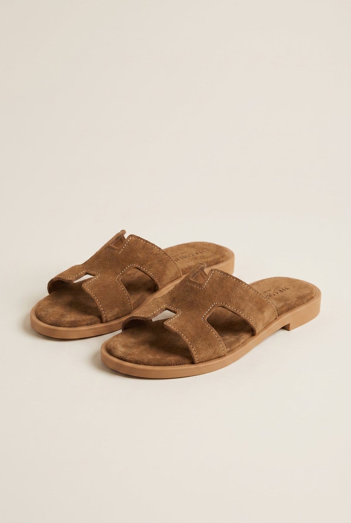 TFP - Sandals Cutout Strap Design - Beige Suede