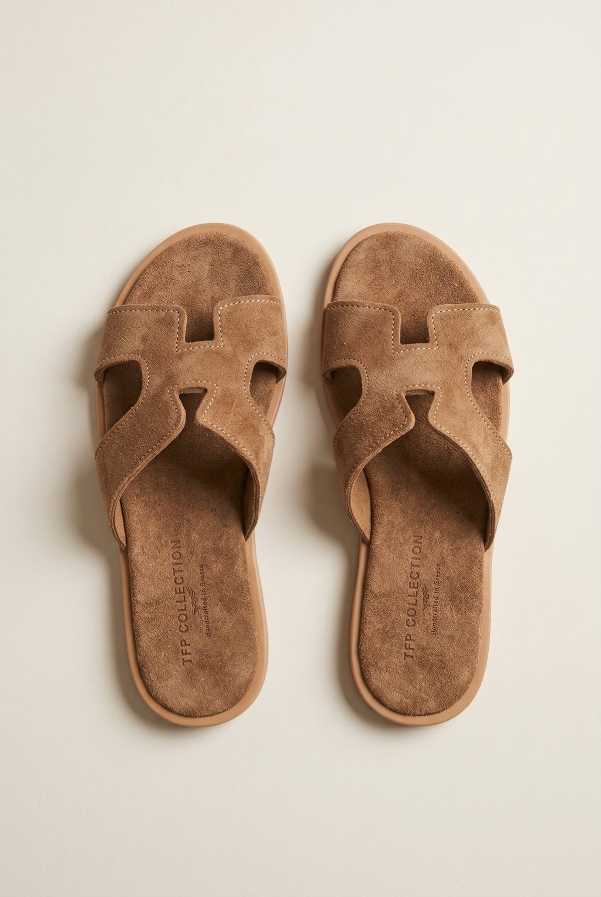 TFP - Sandals Cutout Strap Design - Beige Suede