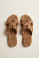 TFP - Sandals Cutout Strap Design - Beige Suede