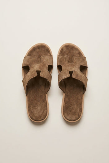 TFP - Sandals Cutout Strap Design - Khaki Green Suede