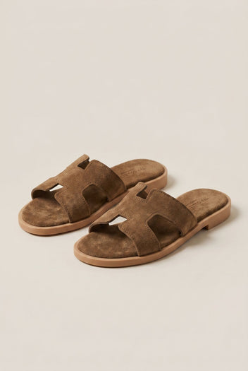TFP - Sandals Cutout Strap Design - Khaki Green Suede