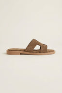 TFP - Sandals Cutout Strap Design - Khaki Green Suede