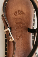IRIS - Sandals Double Strap Leaf Detail - Brown Matte