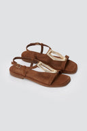 CARMELA - Sandals Metal Detail Buckle - Camel Suede