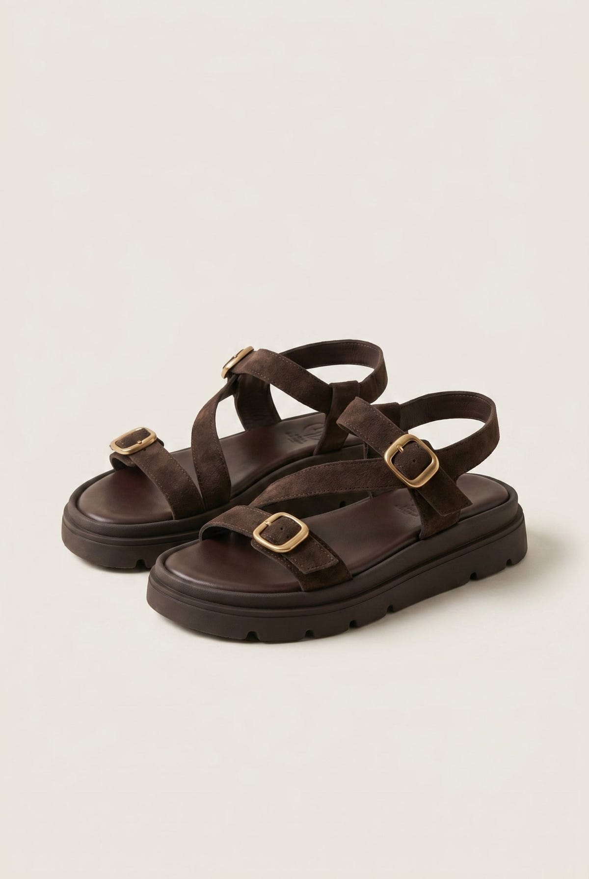 TFP - Sandals Mini Buckle Detail - Dark Brown Suede