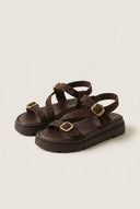 TFP - Sandals Mini Buckle Detail - Dark Brown Suede