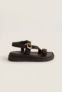 TFP - Sandals Mini Buckle Detail - Dark Brown Suede