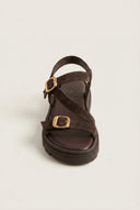 TFP - Sandals Mini Buckle Detail - Dark Brown Suede