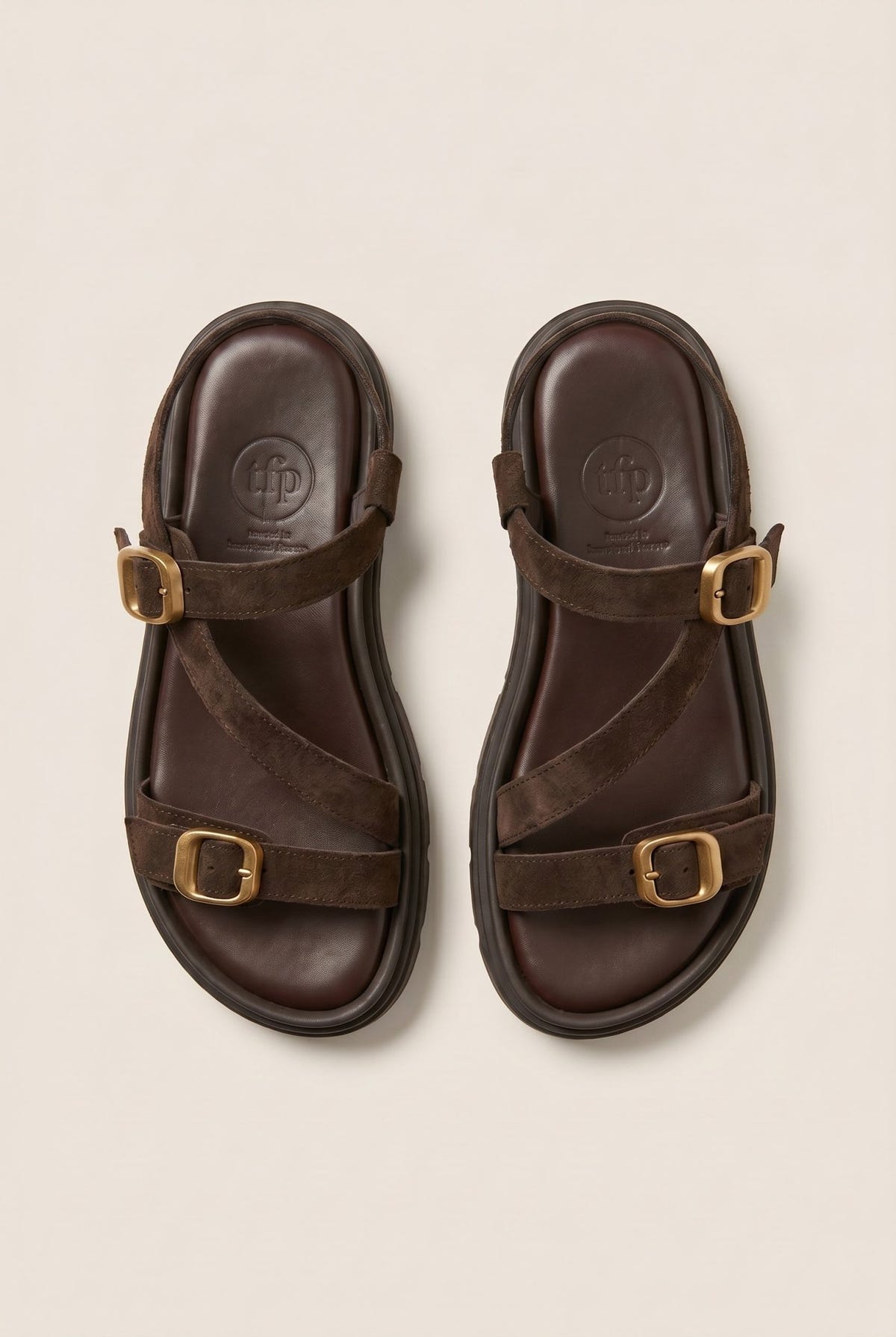 TFP - Sandals Mini Buckle Detail - Dark Brown Suede