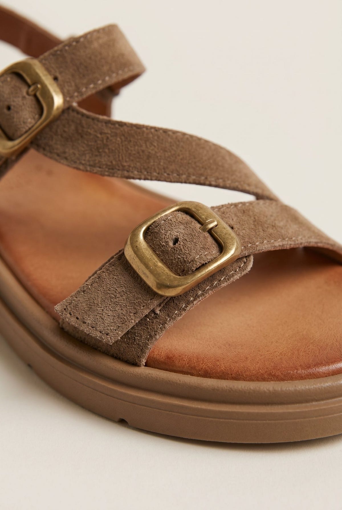 TFP - Sandals Mini Buckle Detail - Taupe Suede