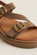 TFP - Sandals Mini Buckle Detail - Taupe Suede