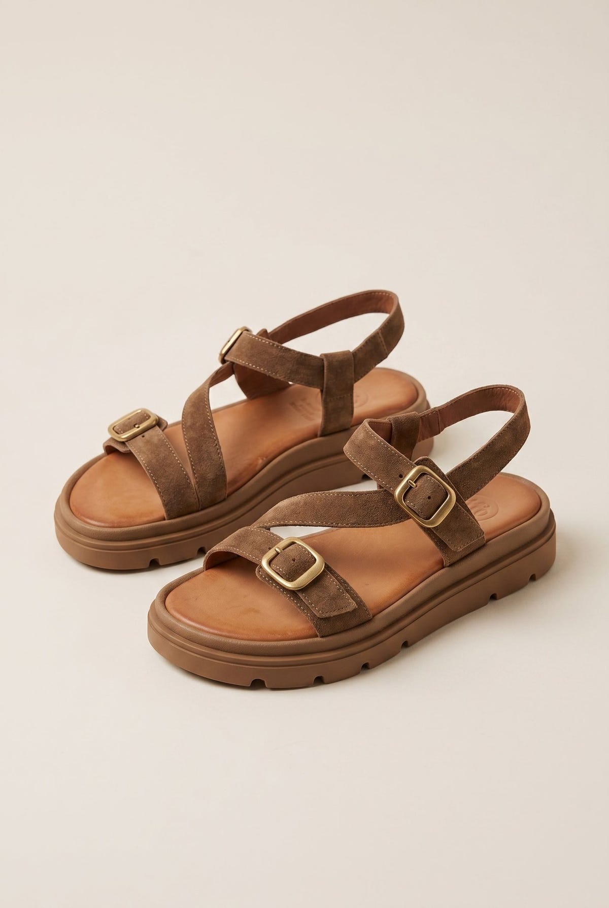 TFP - Sandals Mini Buckle Detail - Taupe Suede