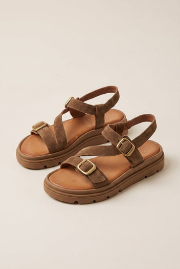 TFP - Sandals Mini Buckle Detail - Taupe Suede