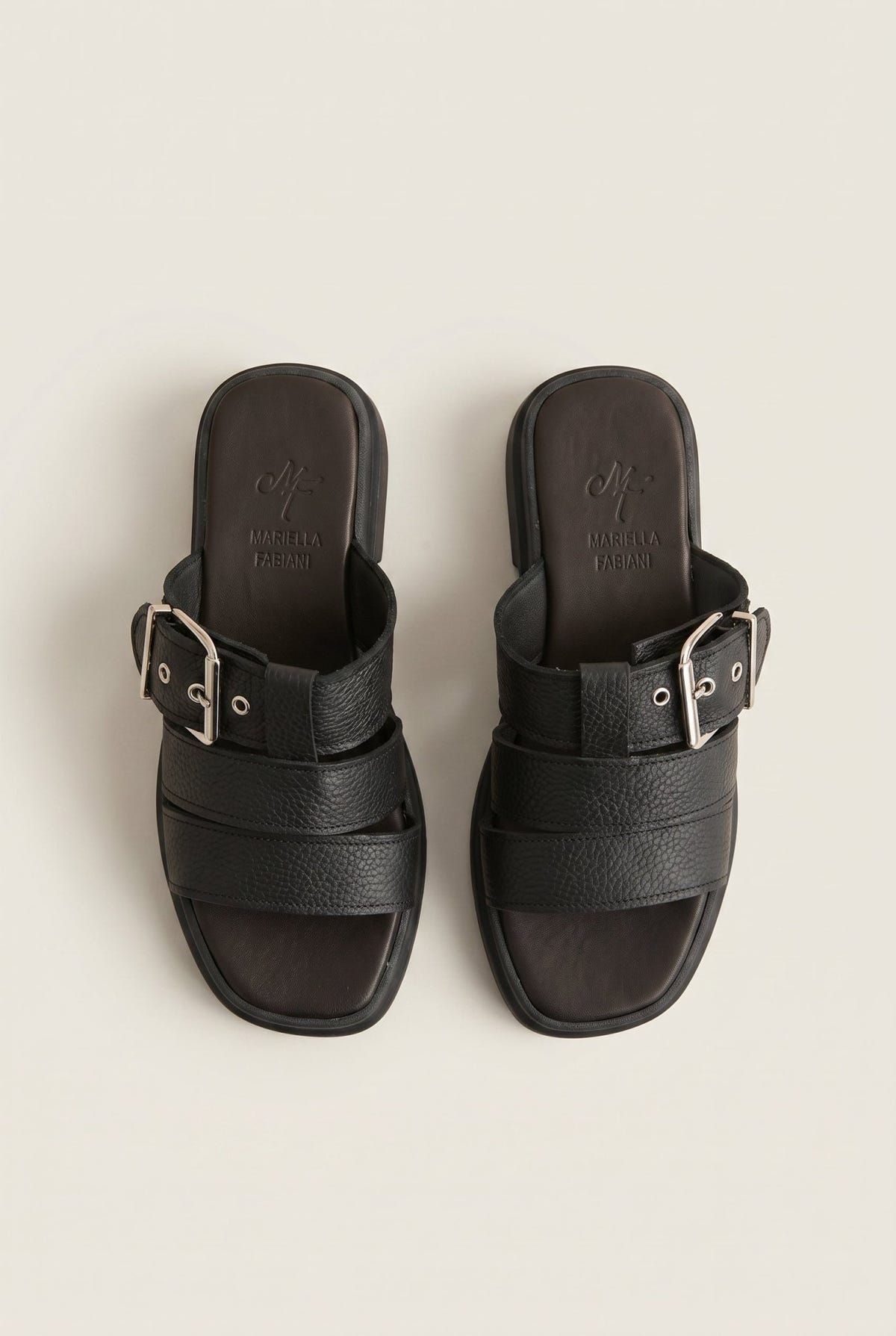 Mariella Fabiani - Sandals Side Buckle Strap - Black Matte