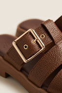 Mariella Fabiani - Sandals Side Buckle Strap - Brown Matte