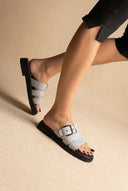 Mariella Fabiani - Sandals Side Buckle Strap - Light Grey Matte