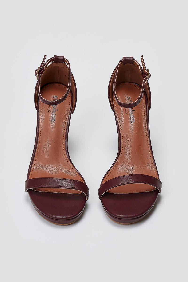 Sandals Stiletto Heel - Burgundy Matte - thefashionproject.gr - Stephan