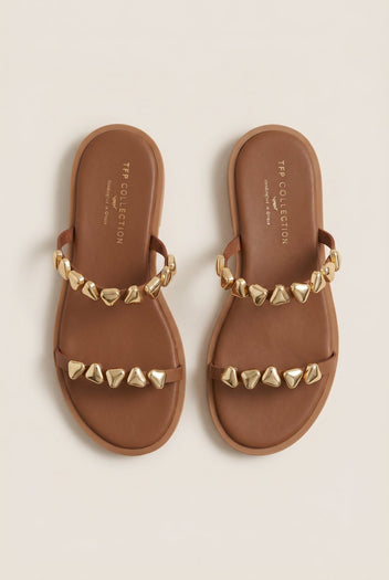 TFP - Sandals Strappy Metallic Detail - Brown Matte