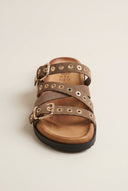 ATENEO - Sandals Studded Strappy - Taupe Suede