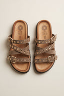 ATENEO - Sandals Studded Strappy - Taupe Suede