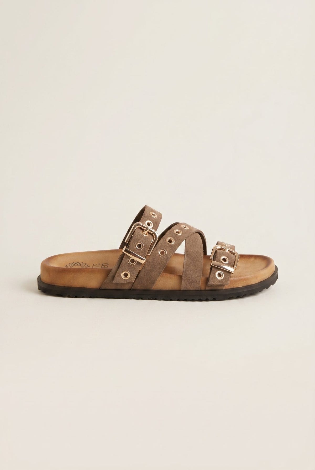 ATENEO - Sandals Studded Strappy - Taupe Suede