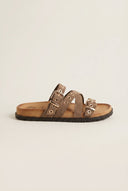 ATENEO - Sandals Studded Strappy - Taupe Suede