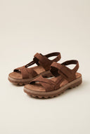FANTASY SANDALS - Sandals Velcro Anatomic Footbed - Brown Suede