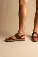 FANTASY SANDALS - Sandals Velcro Anatomic Footbed - Brown Suede