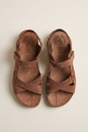 FANTASY SANDALS - Sandals Velcro Anatomic Footbed - Brown Suede