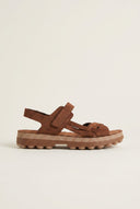 FANTASY SANDALS - Sandals Velcro Anatomic Footbed - Brown Suede